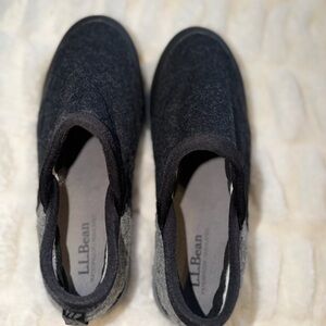 L.L. Bean Charcoal and Black Wool Slip-Ons